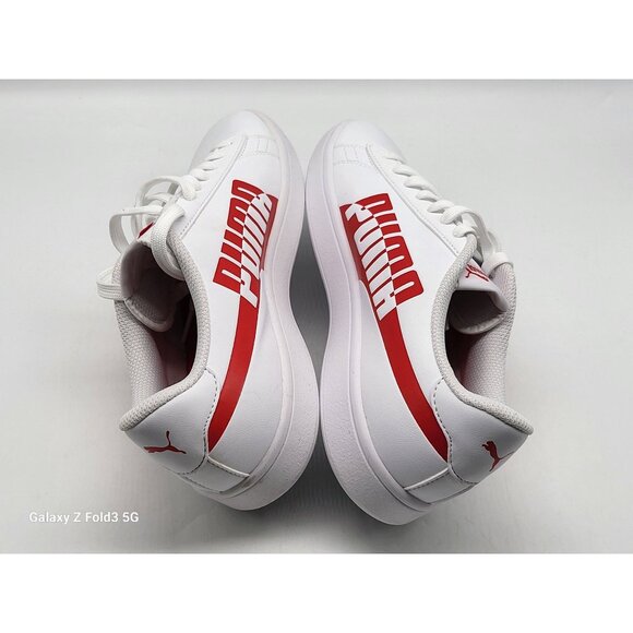 Puma Smash Buck Youth Sneakers White Red Athletic Casual Shoes Size 6C 373804 03 - Picture 6 of 9